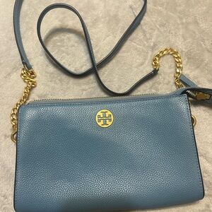 Tory Burch Teal Crossbody Bag with Gold Chain